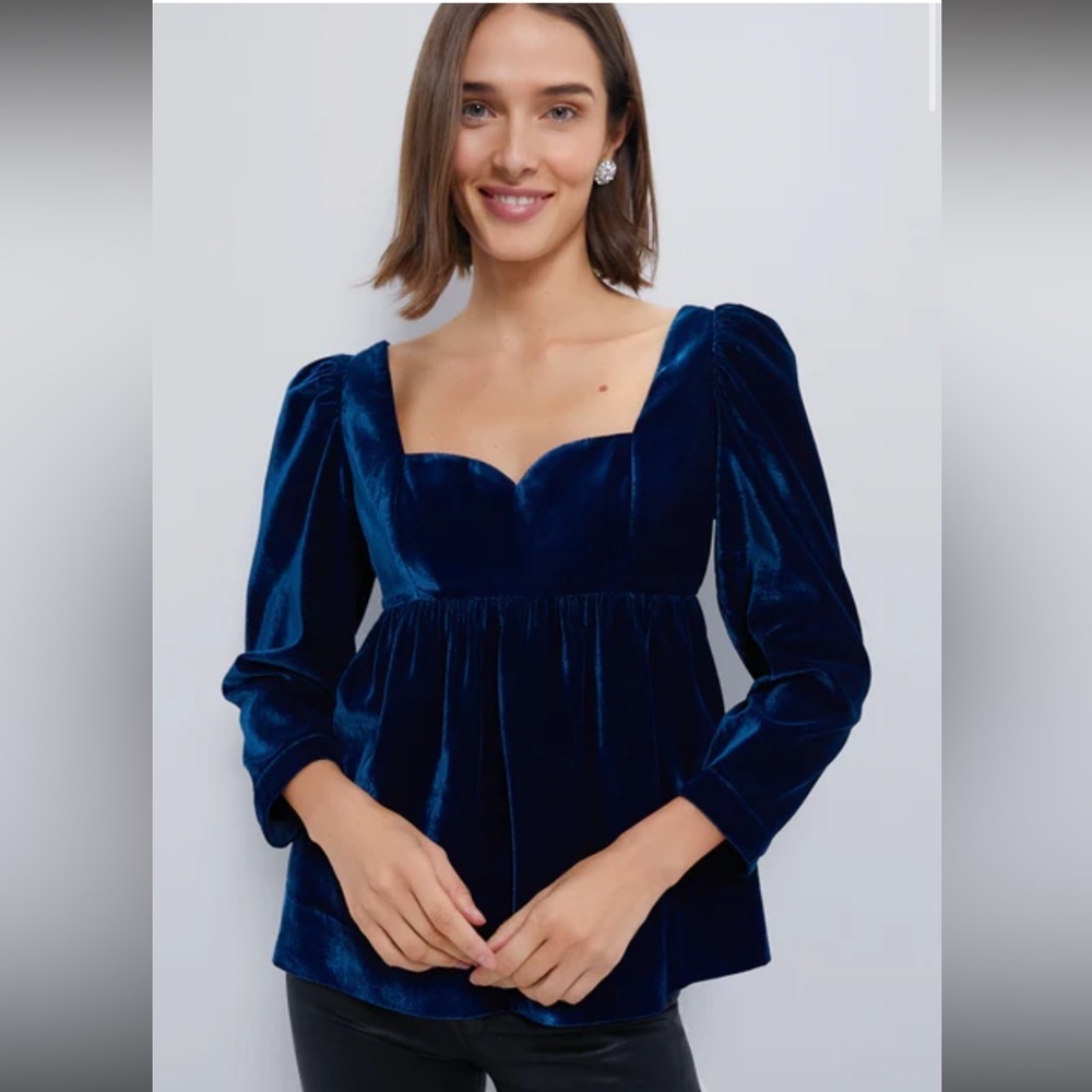 Tuckernuck Hyacinth House Sapphire Velvet Sweetheart Sue Blouse